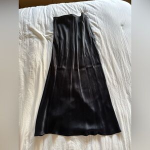 Anthropologie Chic Black Satin Maxi Skirt